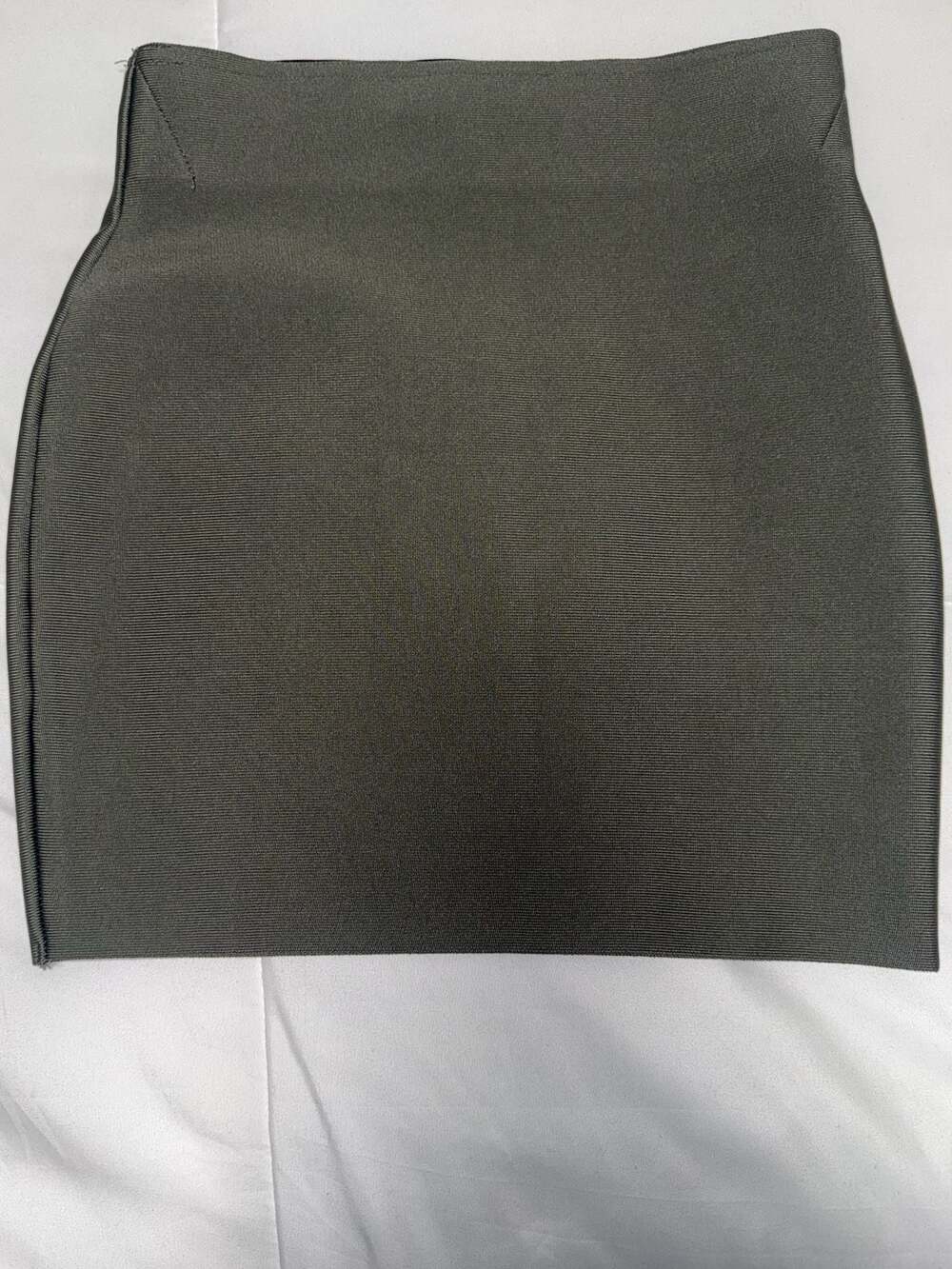 Shinesiar Dark Green Ribbed Knit Bandage Style Mini Skirt